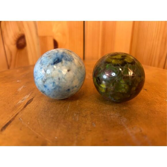 Vintage Chinese Cloisonne Floral Enamel Gold Multi 3", and Blue marble egg (8742 - Picture 4 of 6